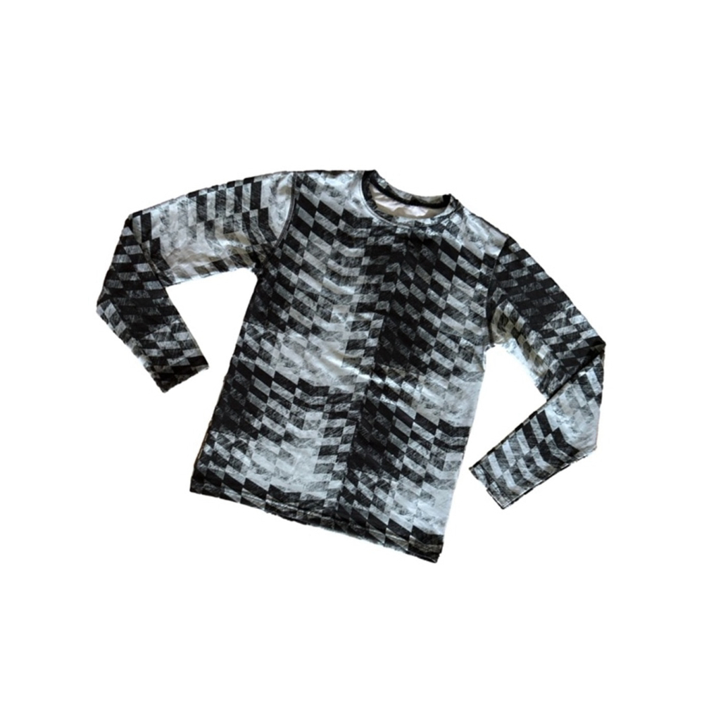 Boys Obermeyer Long Sleeve Tee L Black White Geometric